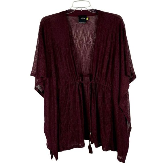 Lyssé Burgundy Women's Sheer Open Front Kimono Cardigan XL - Picture 1 of 12